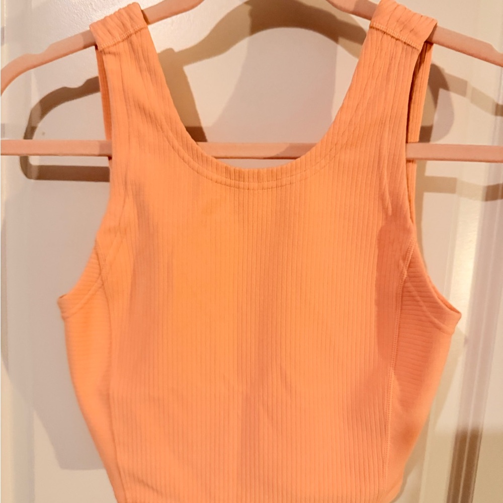 lululemon athletica Ribbed Crop Tank in Peach-Orange